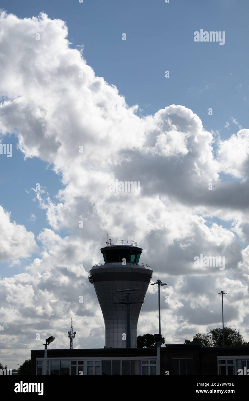Air traffic control tower, Birmingham Airport, UK Stock Photo