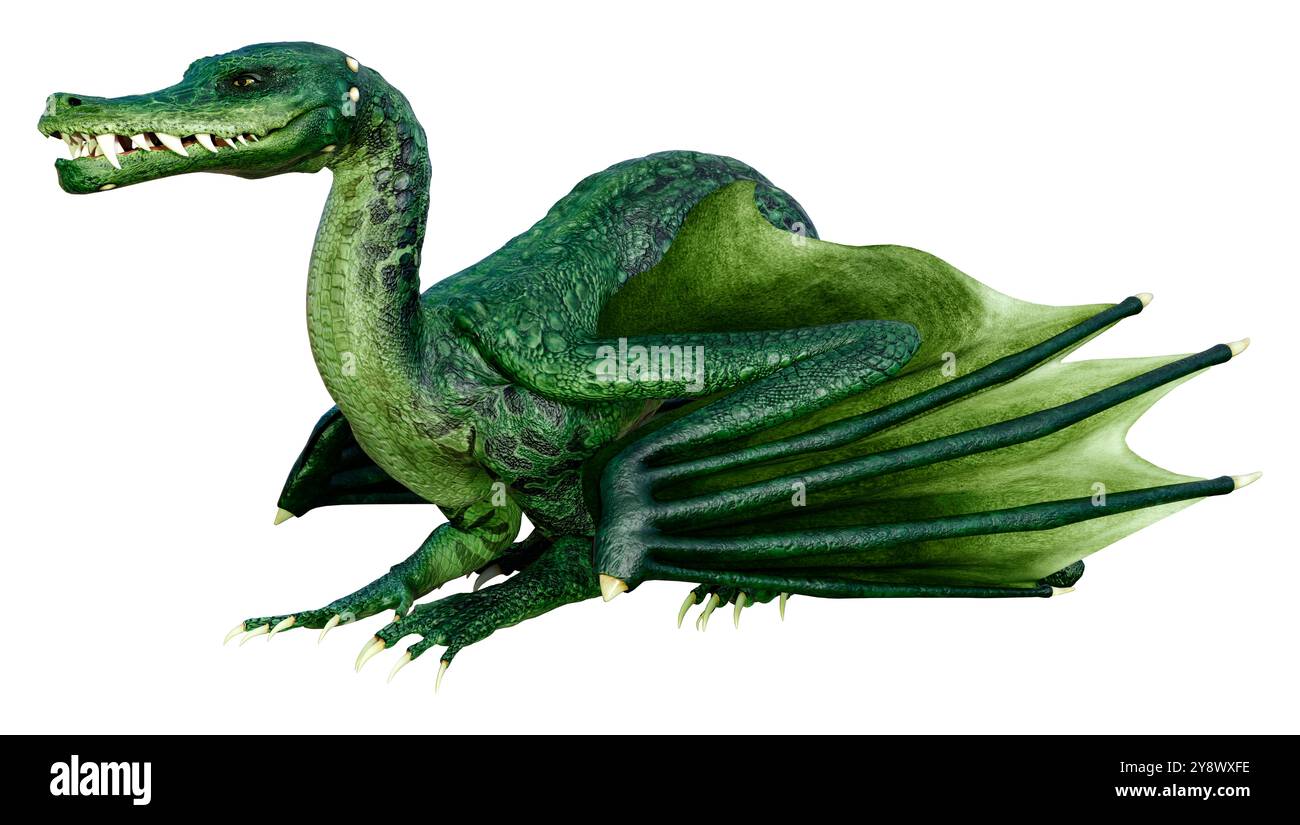 3D rendering of a fantasy dragon isolated on white background Stock ...