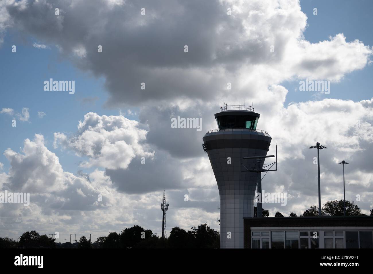 Air traffic control tower, Birmingham Airport, UK Stock Photo
