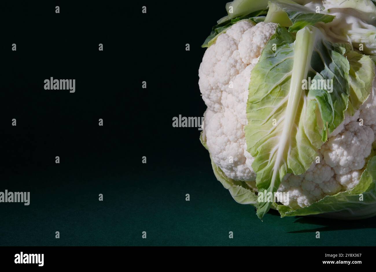 british cauliflower on dark background Stock Photo