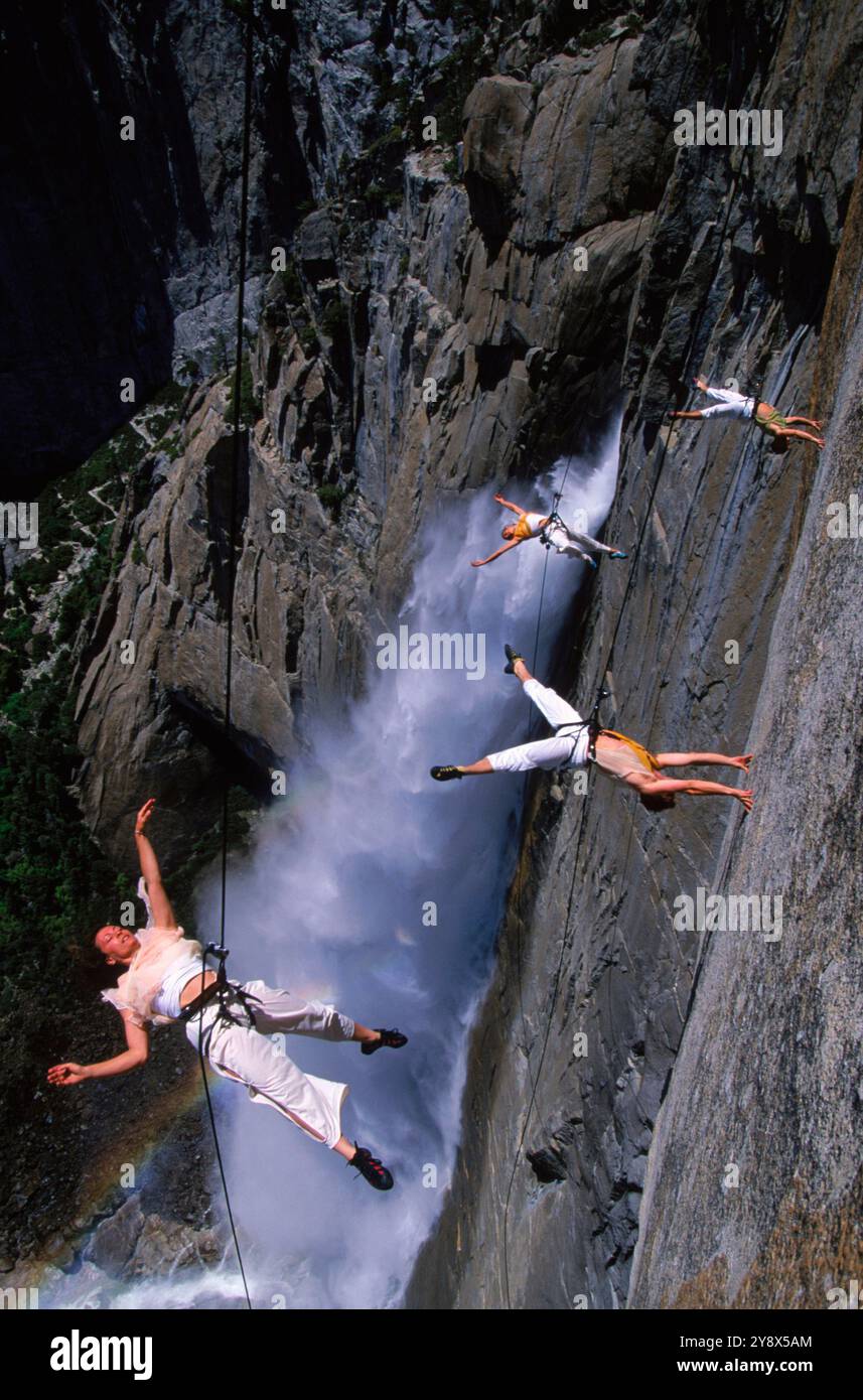 Bandaloop Troupe Air Dancers, Yosemite Falls, CA Stock Photo - Alamy