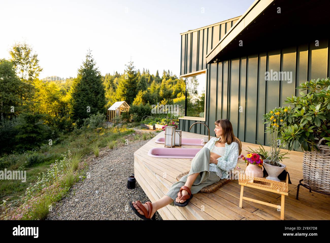 Relaxing at the Mountain Retreat Stock Photo - Alamy - Chill Mountain Resort Relaxing