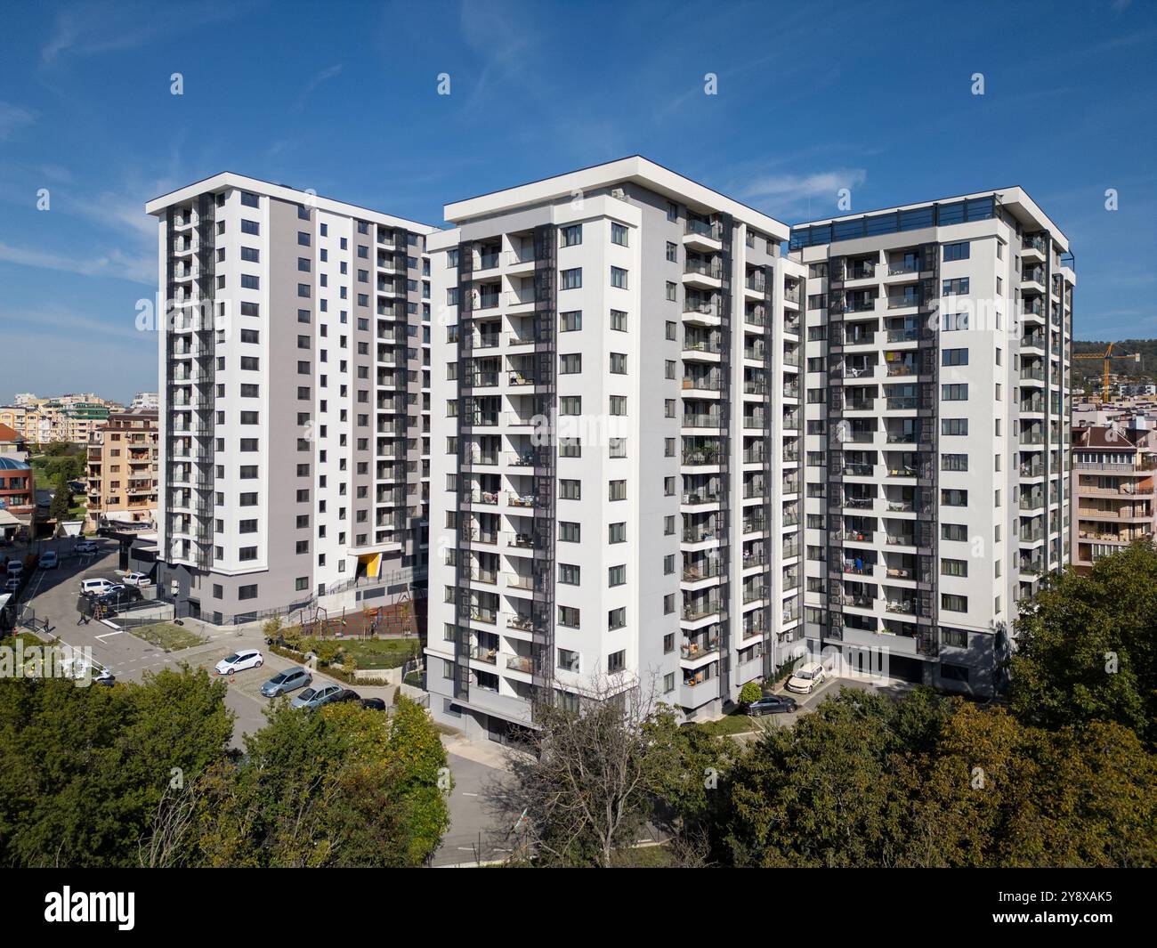 Curated visual reference: Fresh Look at Aerial View Of Modern Residential High Rise Buildings With Balconies