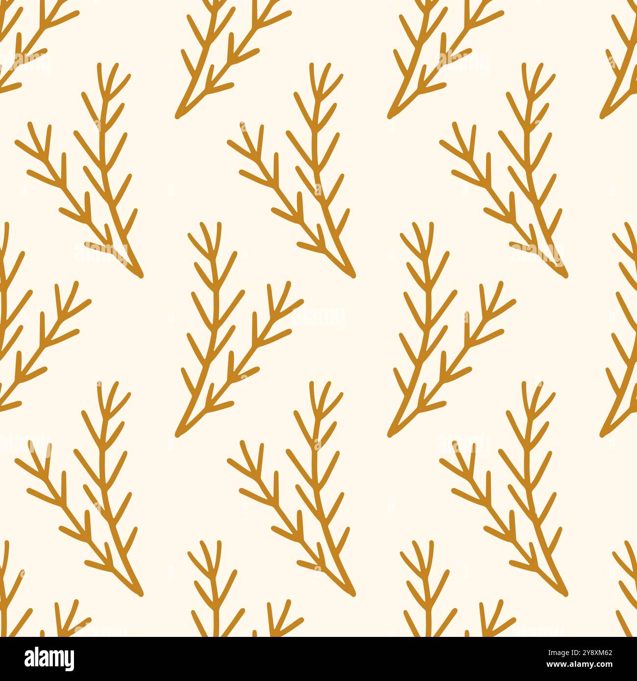 Autumn Forest Pine Branches Fall Seamless Pattern Stock Vector