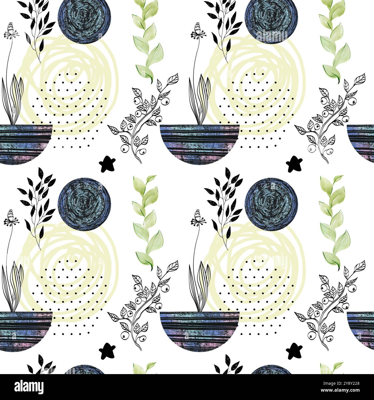Hand drawn watercolor Abstract seamless pattern. Spring illustration ...