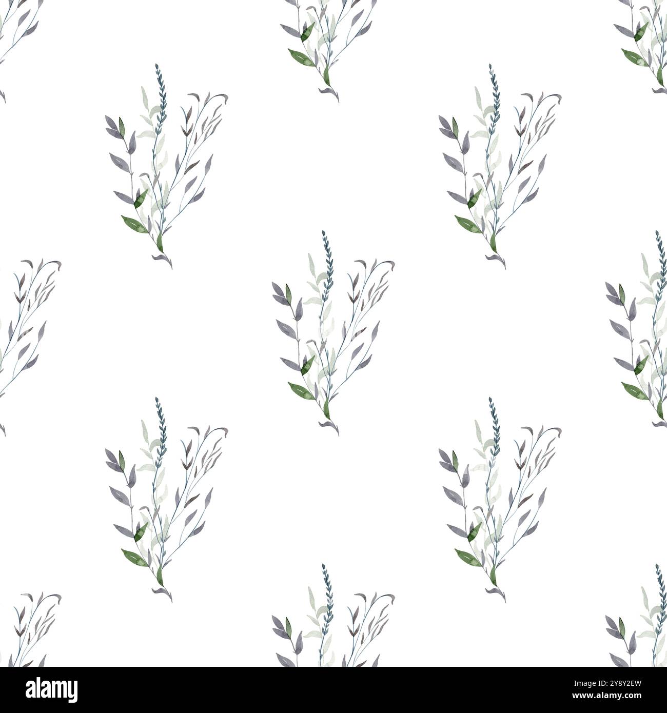 Watercolor seamless floral background. Pattern with leaves Stock Photo ...