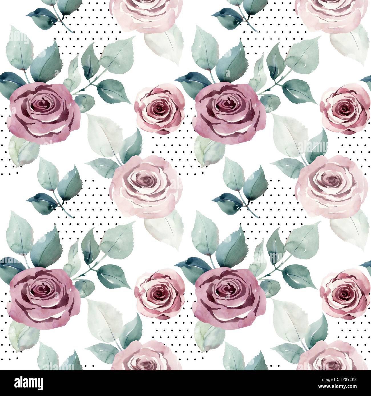 watercolor seamless pattern with roses on the white background Stock ...