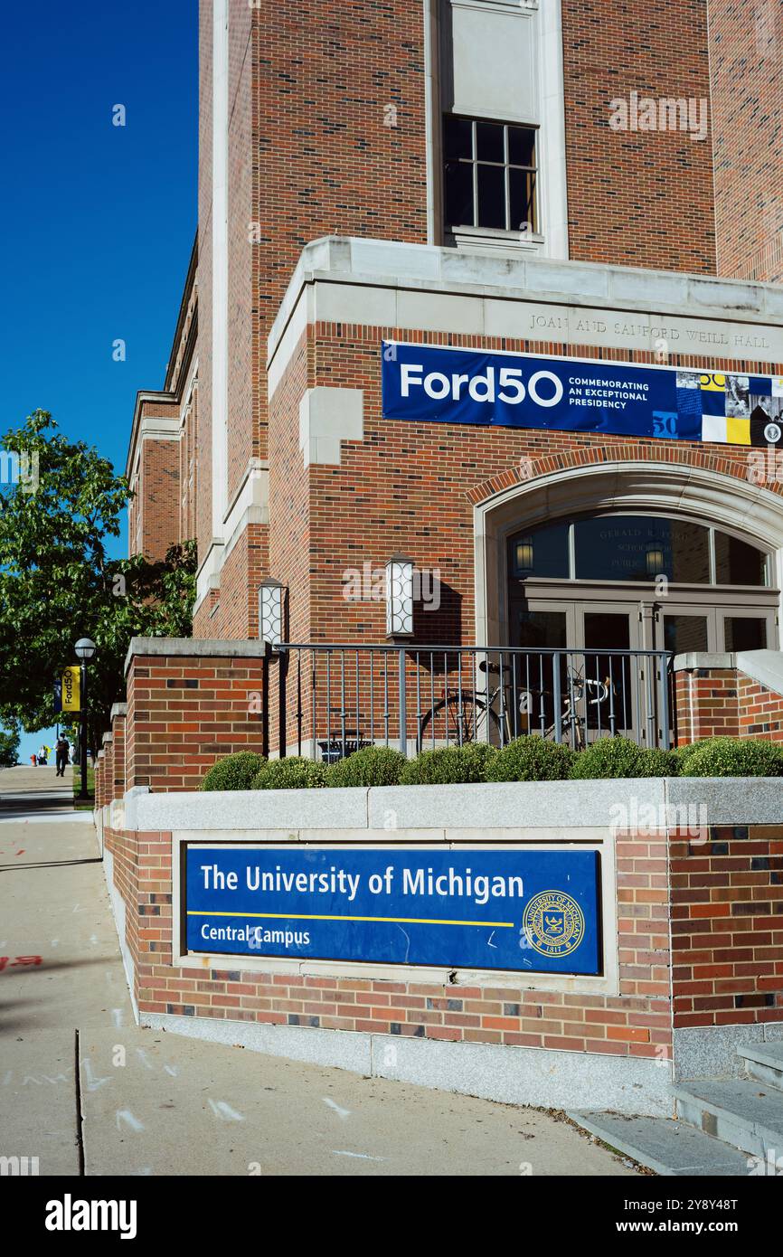 The Joan and Sanford Weill Hall, home of the Gerald R. Ford School of Public Policy, on the Campus of the University of Michigan, Ann Arbor Michigan Stock Photo