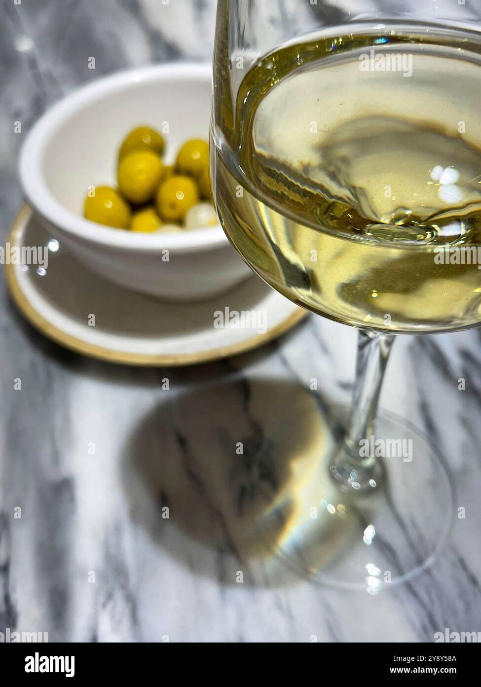 Glass of white wine. Close view. - Smartphone Captured Stock Image
