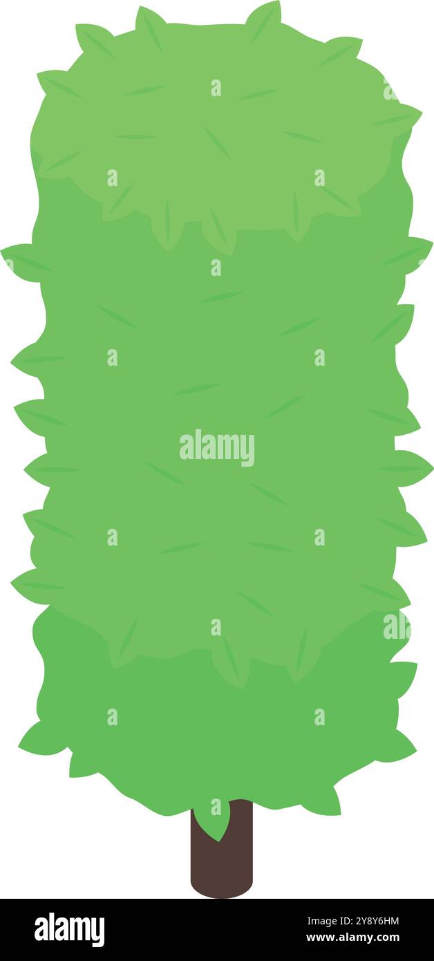 Green tree growing in rectangular shape with isometric view Stock ...