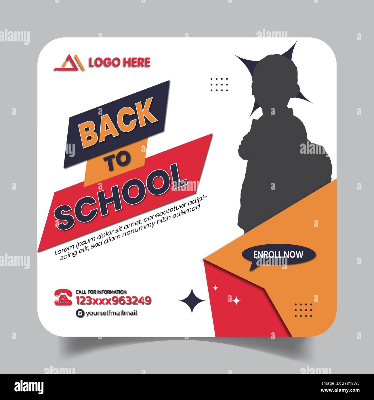 Minimal Back to school Social Media Post Design Template Stock Vector ...