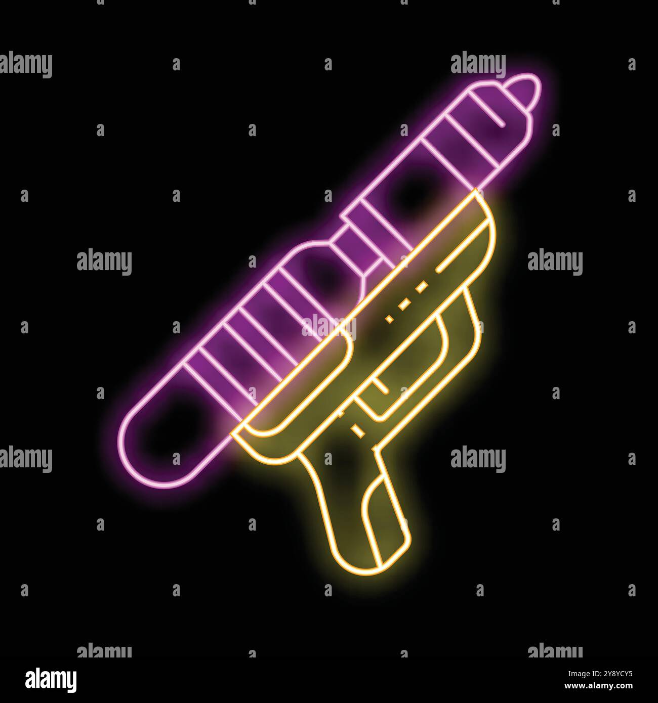 Colorful neon sign depicting a water gun, perfect for advertising ...