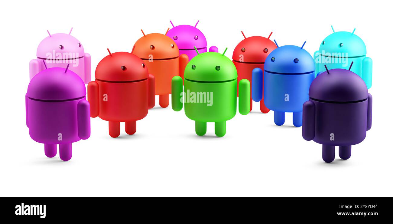 Palo Alto, California - October 5, 20243: Group of colorful android ...