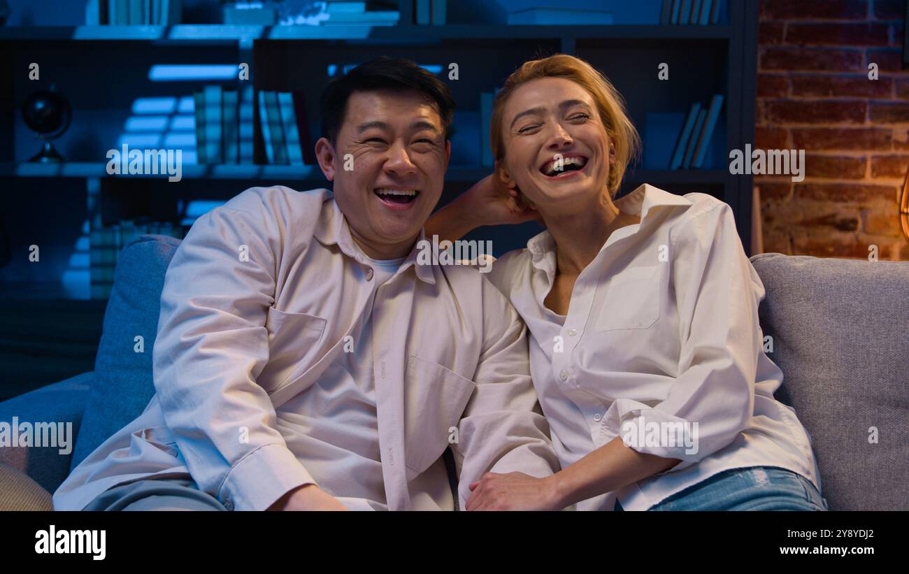 Multiracial couple Asian man and Caucasian woman family diverse 