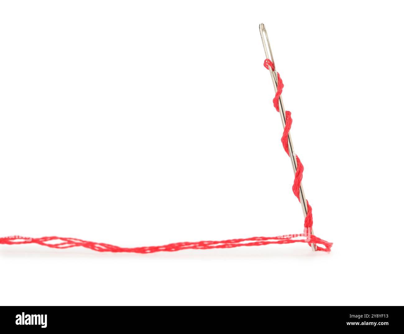 Sewing needle with red thread isolated on white Stock Photo - Alamy