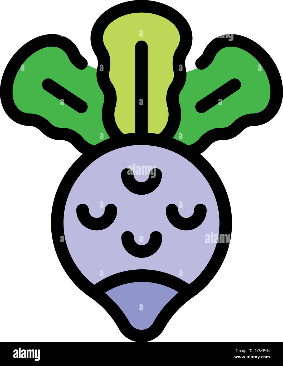 Simple icon of a turnip with three leaves, isolated on a white ...