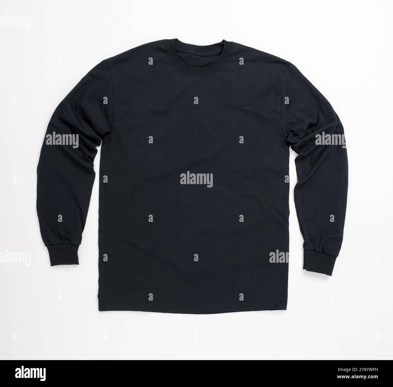 Flat Lay Black sweatshirt on white background Stock Photo