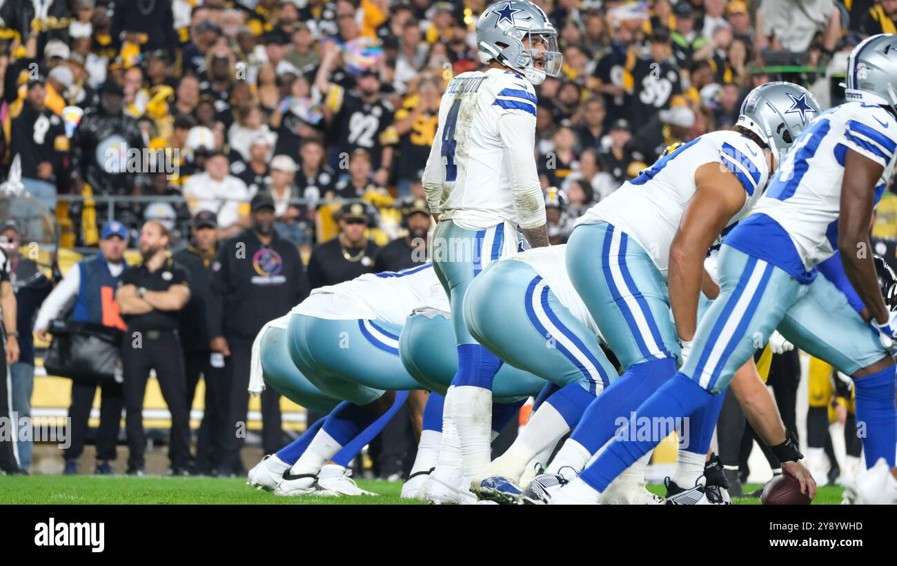 Pittsburgh, PA, USA. 6th Oct, 2024. Dak Prescott #4 during the Steelers vs Cowboys game in Pittsburgh, PA. Jason Pohuski/CSM(Credit Image: © Jason Pohuski/Cal Sport Media). Credit: csm/Alamy Live News Stock Photo