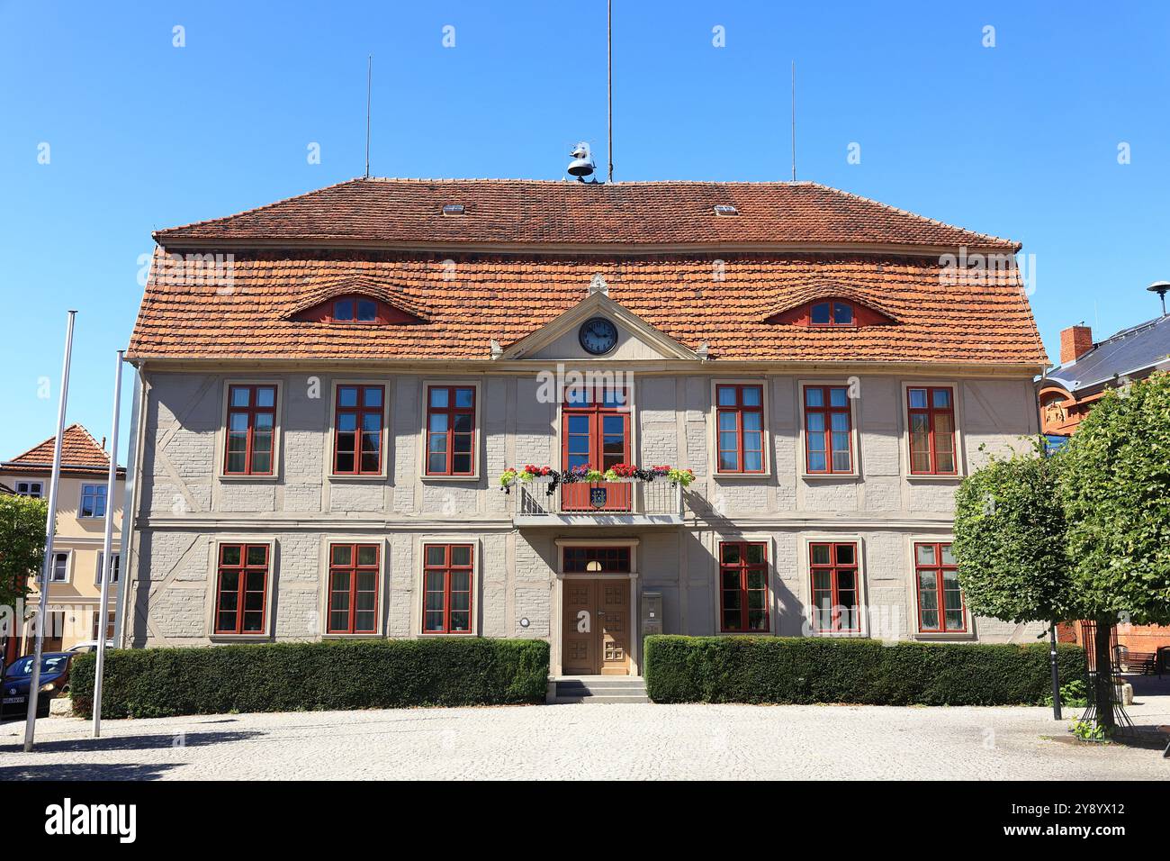 Town hall building in the town of Malchow in Mecklenburg Stock Photo