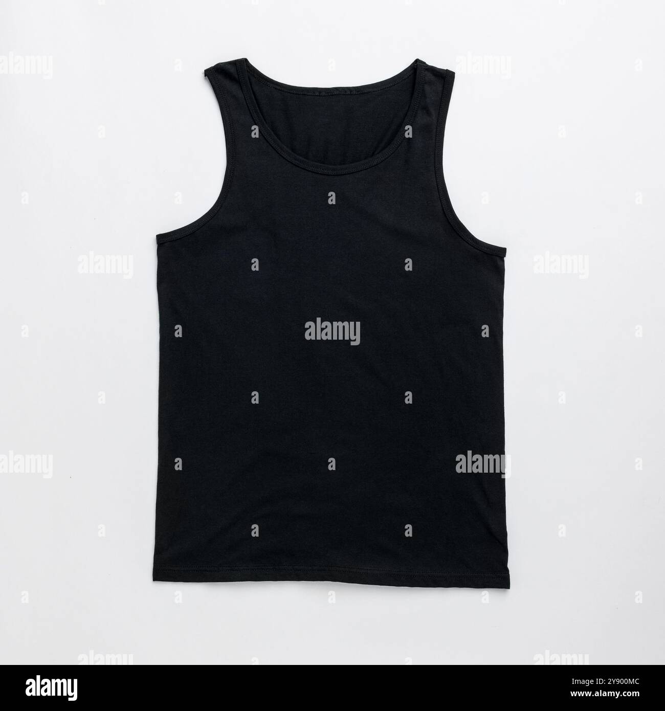 Black singlet vest on grey background Stock Photo