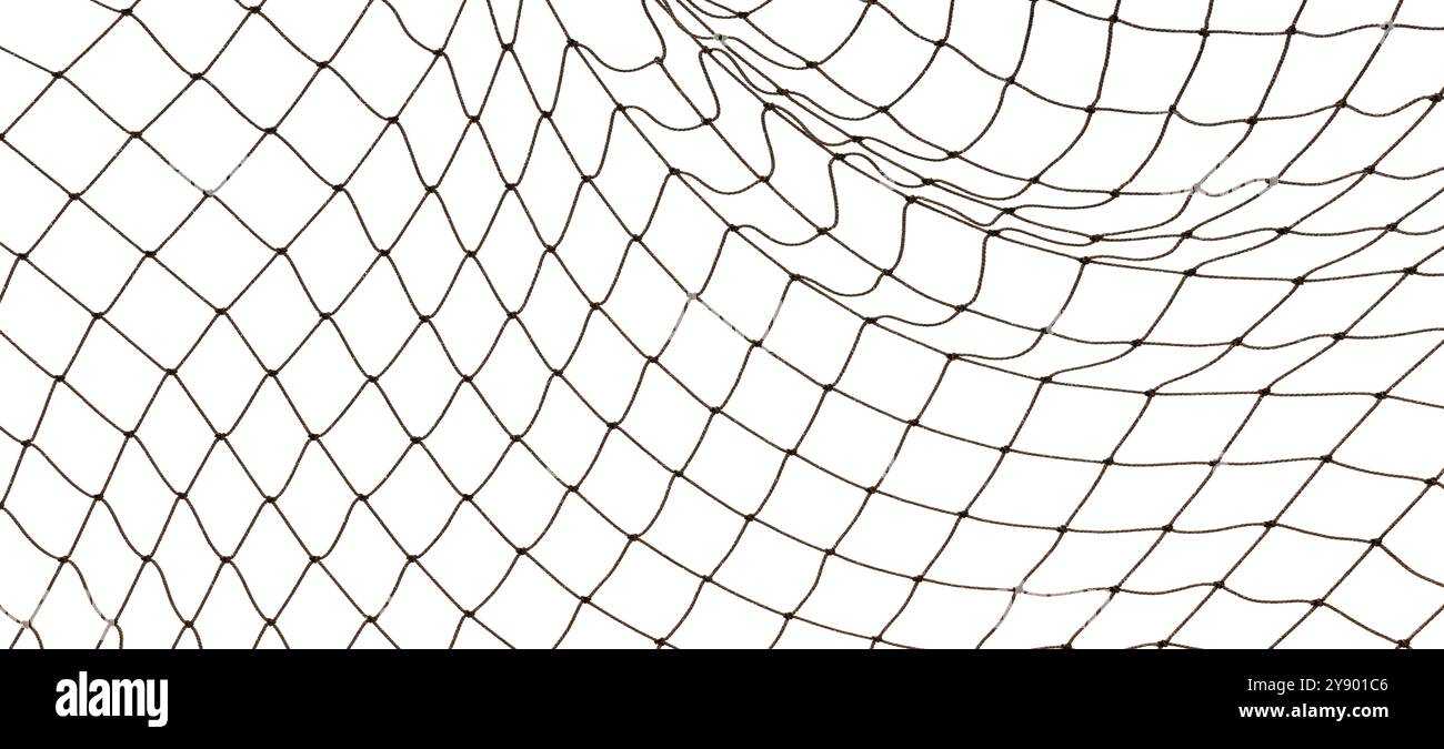 Football or tennis net. Rope mesh on a white background close-up Stock Photo