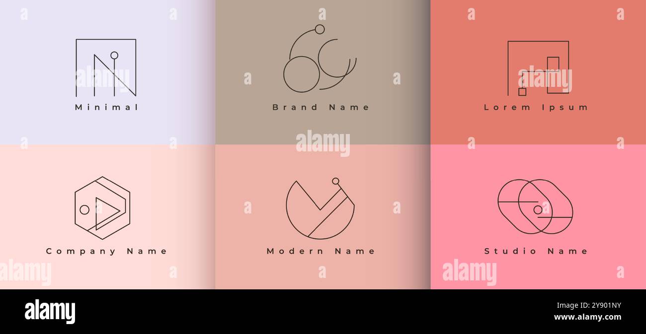 minimal style abstract branding icon template in collection vector ...