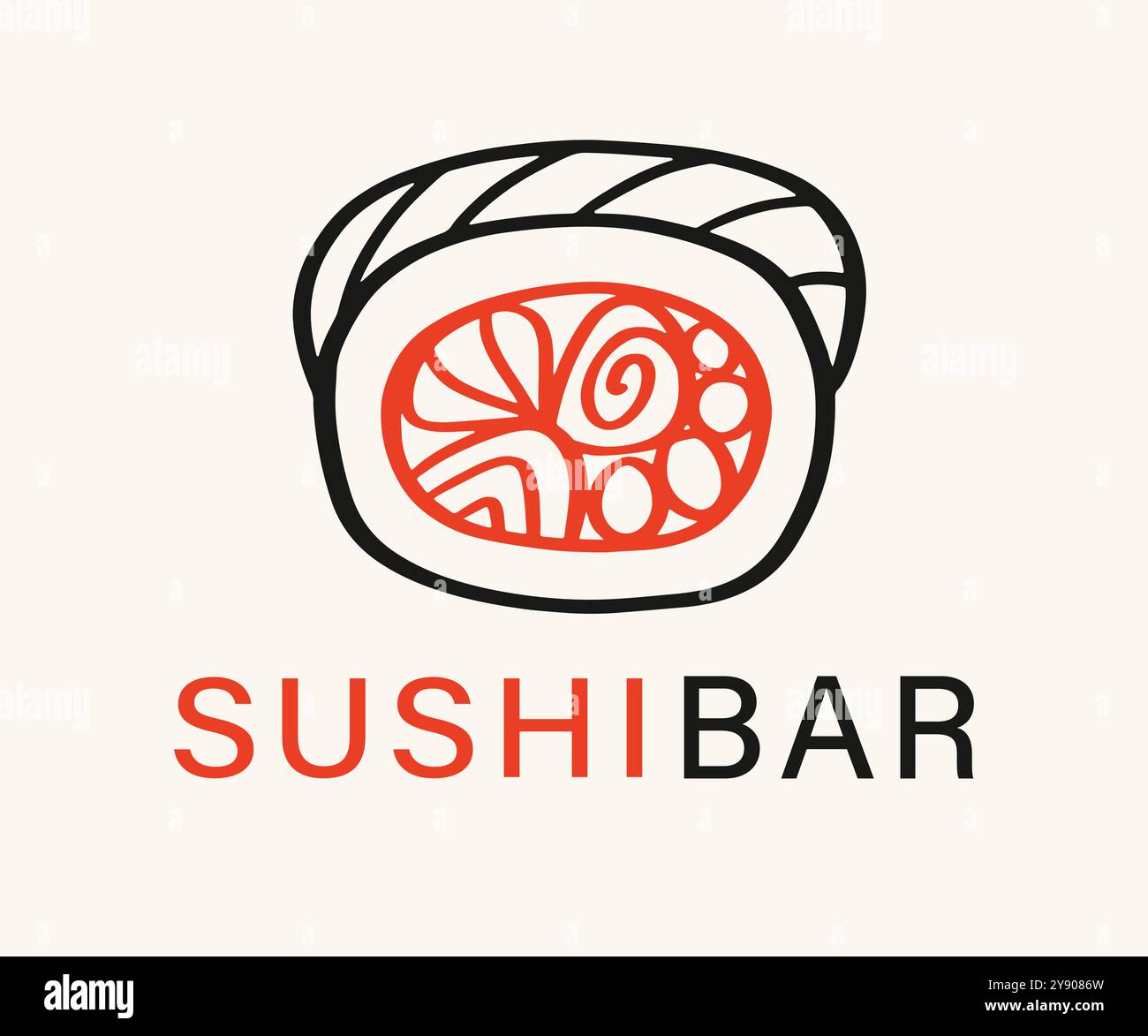 Sushi Bar Logo Emblem Japanese Food Doodle Icon Stock Vector Image ...