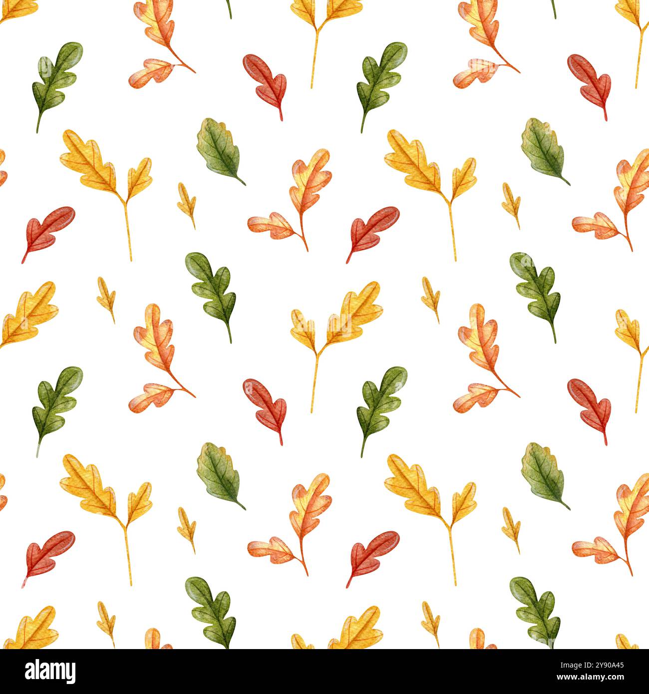 Watercolor nature seamless pattern with hand drawn illustrations on a ...
