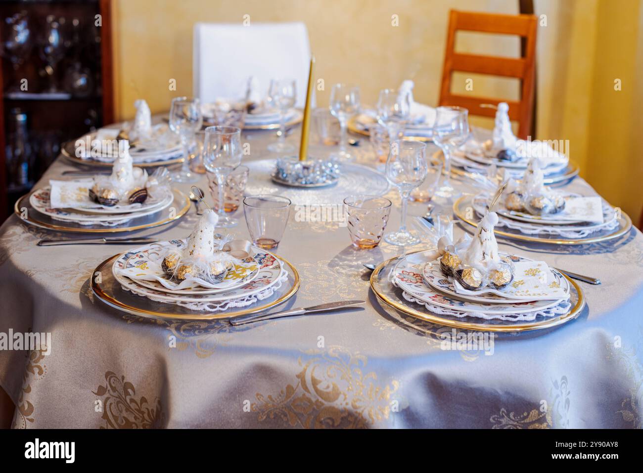 Christmas table decorations. Stock Photo