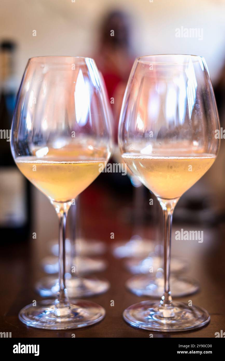 Luxurious Moscato of Monferrato, golden and sweet. Stock Photo