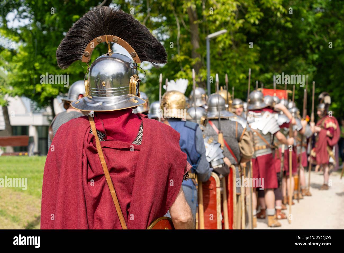 Armor of ancient Roman soldiers on a historical re-enactment Stock Photo