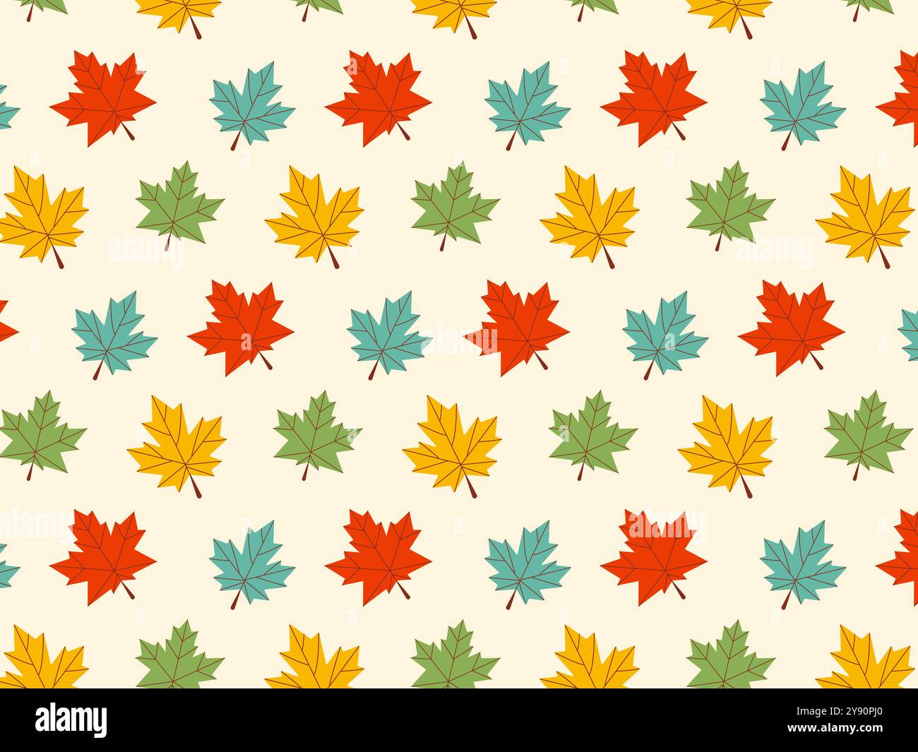 Autumn pattern with colorful leaves. Vector illustration. Stock Vector