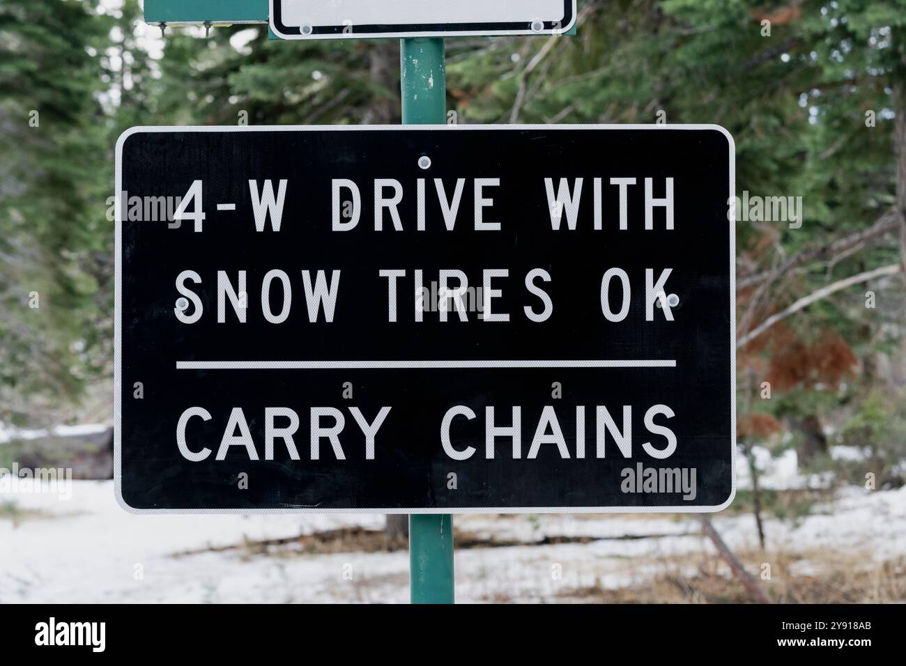 Chains snow tires required sign hi-res stock photography and