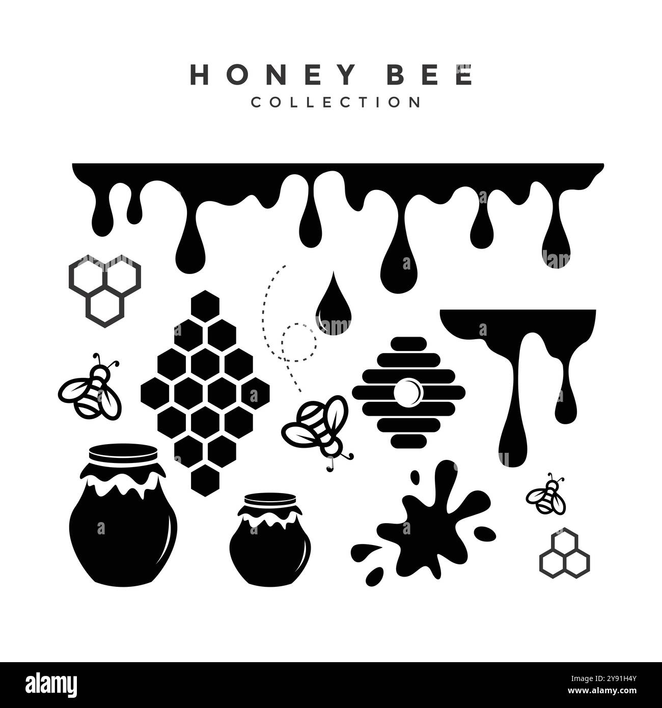 Bee Element Vector Design Collection Stock Vector