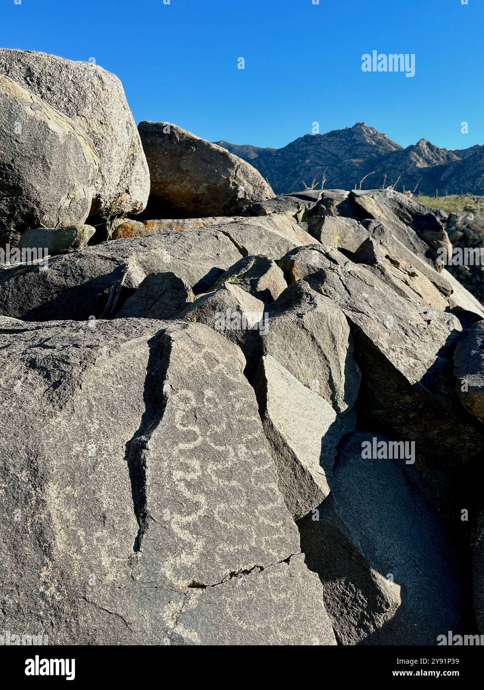 Petroglyphs, Coronado National Forest, Sonoran Desert, Catalina, Arizona, USA. - Smartphone Captured Stock Image