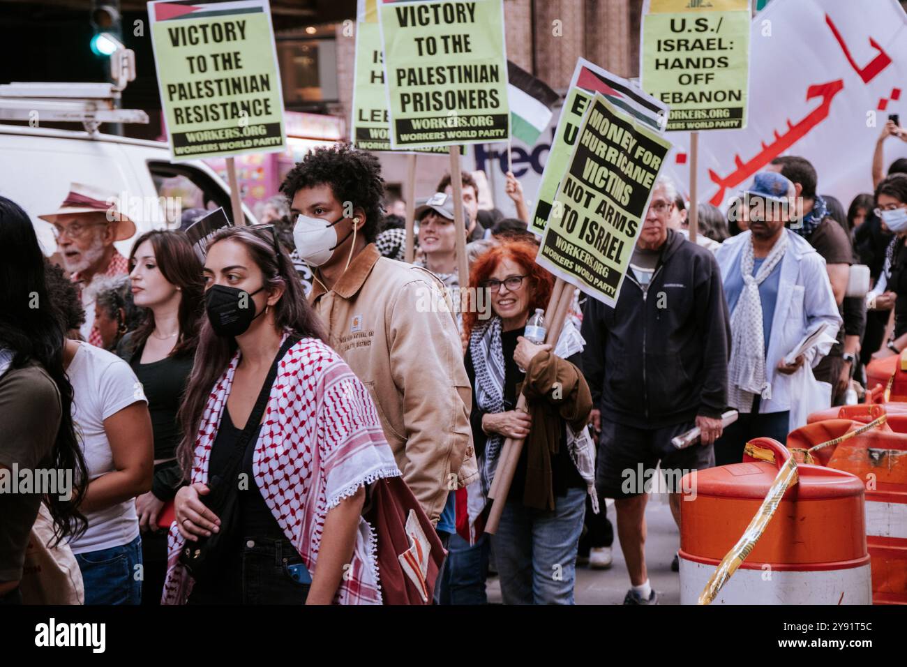 NEW YORK, NEW YORK - OCTOBER 7, 2024: Pro-Palestinian demonstrators gather in Manhattan, calling for an end to U.S. support to Israel Stock Photo