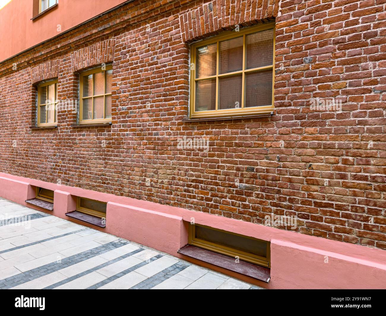 Historic red brick building downtown hi-res stock