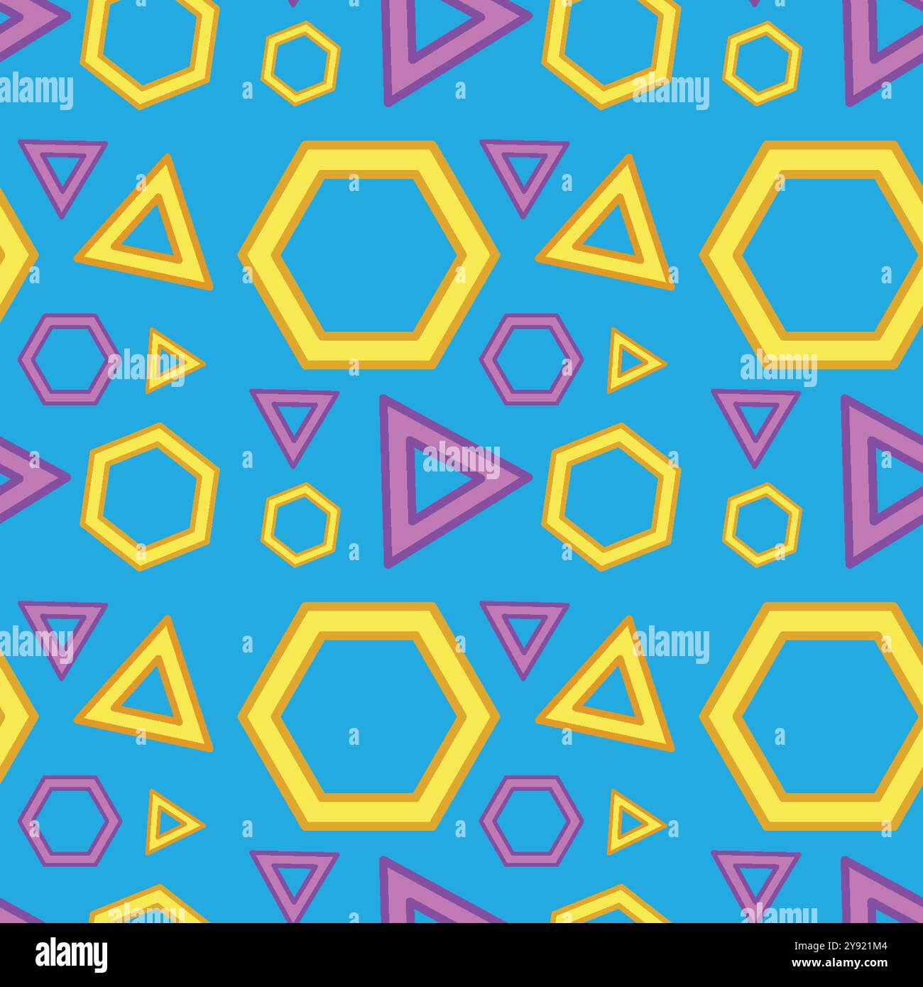 Hexagons and triangles on a blue background Stock Vector