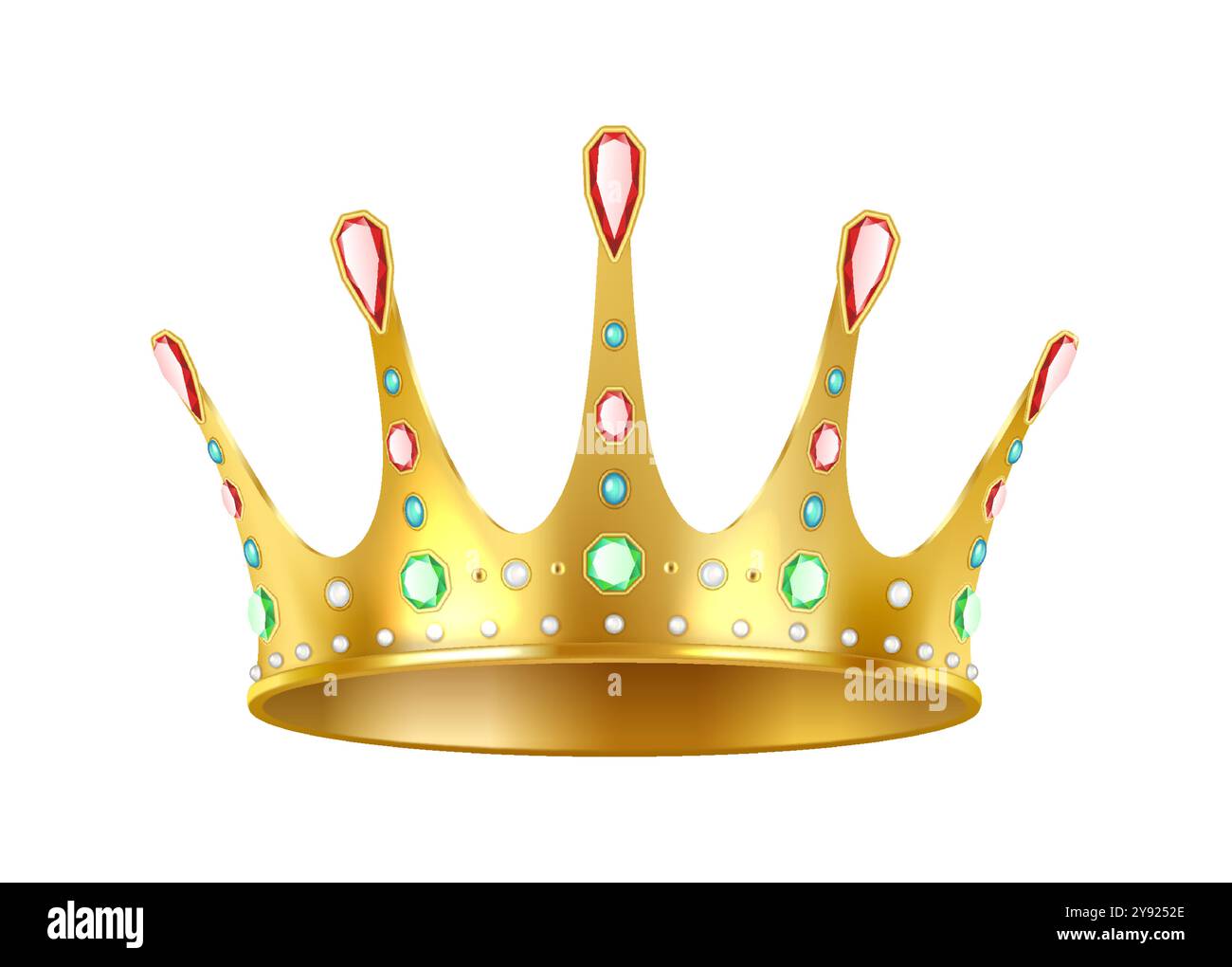 Royal golden crown with gemstones realistic illustration Stock Vector ...