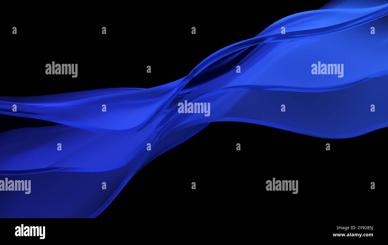 Blue abstract glass isolated on black background. 3d illustration. Stock Photo
