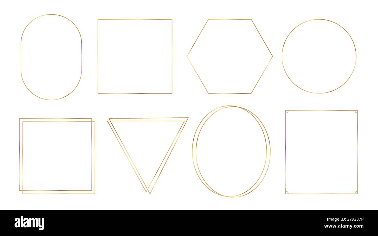 Simple abstract golden frames. Gold borders for wedding invitation ...