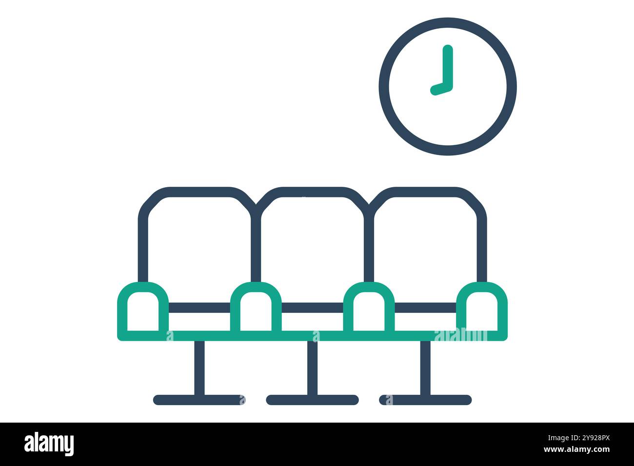 Lobby icon. line icon style. chair with clock. icon related to reception. hotel elements vector illustration Stock Vector