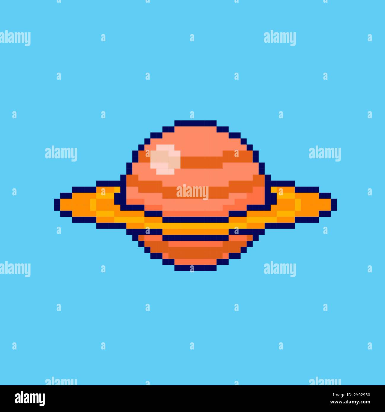 Pixel art Saturn Planet game asset design Stock Vector