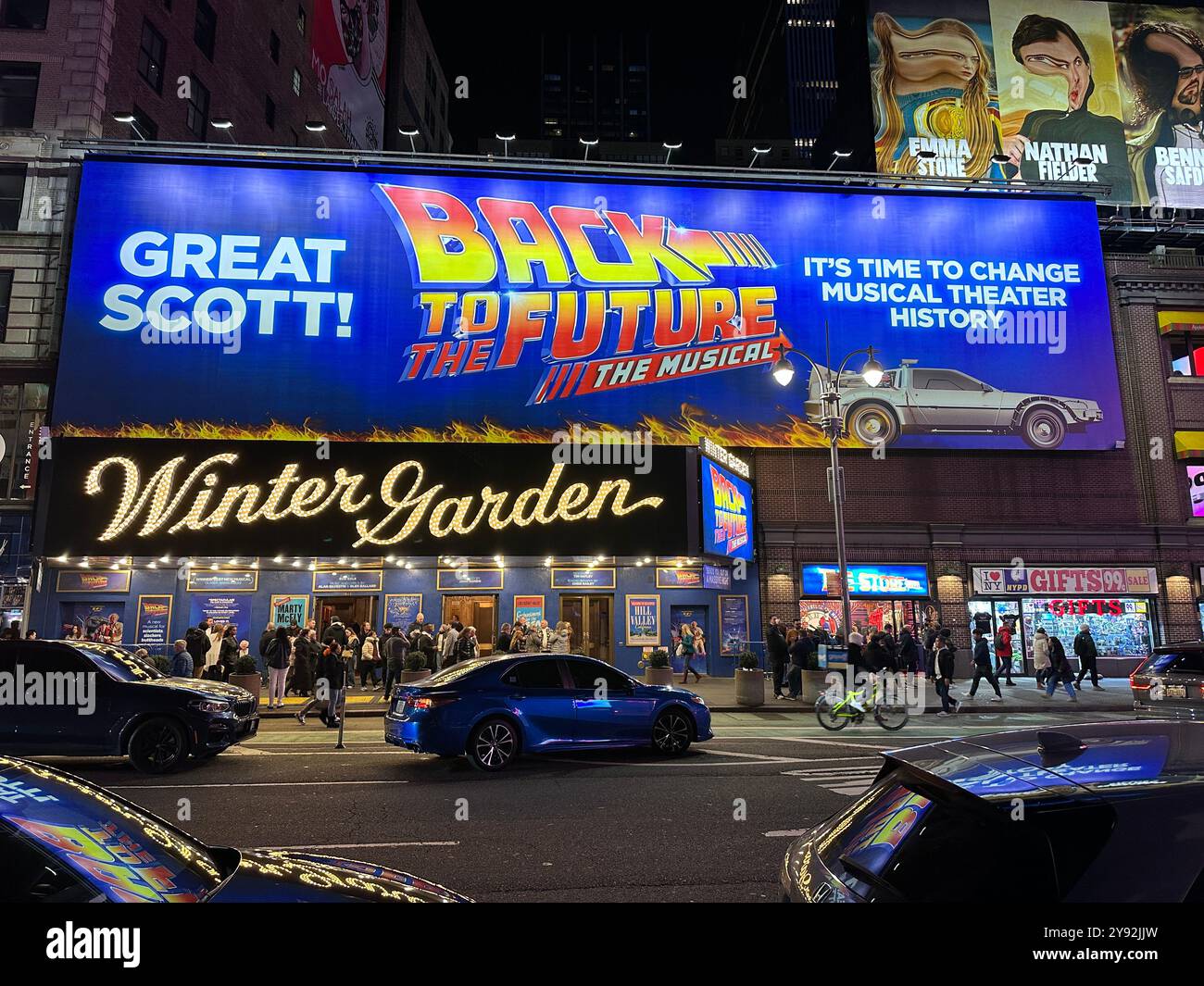 New York, USA 10 Feb 2024; Back to the Future musical showing at the Winter Garden theatre on Broadway Stock Photo