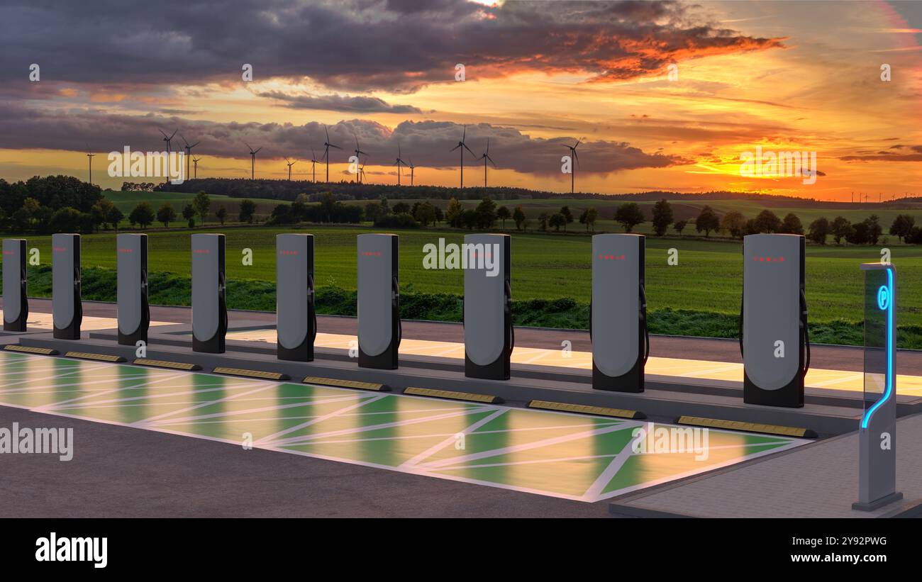 Tesla Charging Station Stock Photo