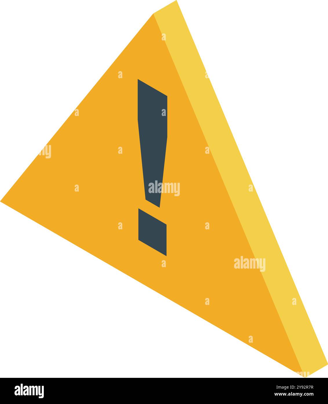 Yellow triangle warning sign showing danger with exclamation mark isometric icon isolated on white background Stock Vector