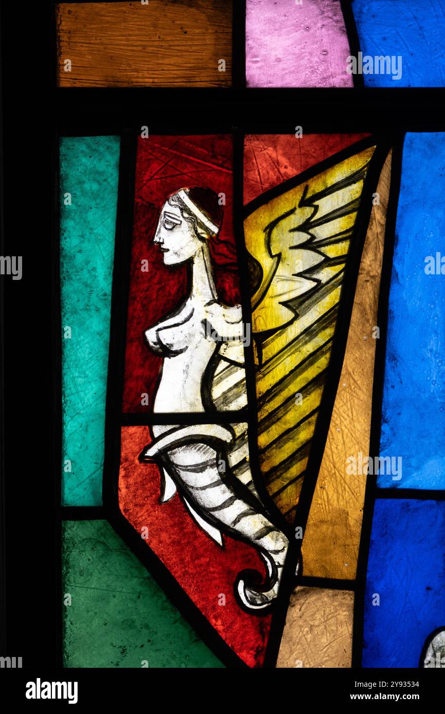 Angel stained glass, Coventry Cathedral, West Midlands, England, UK Stock Photo