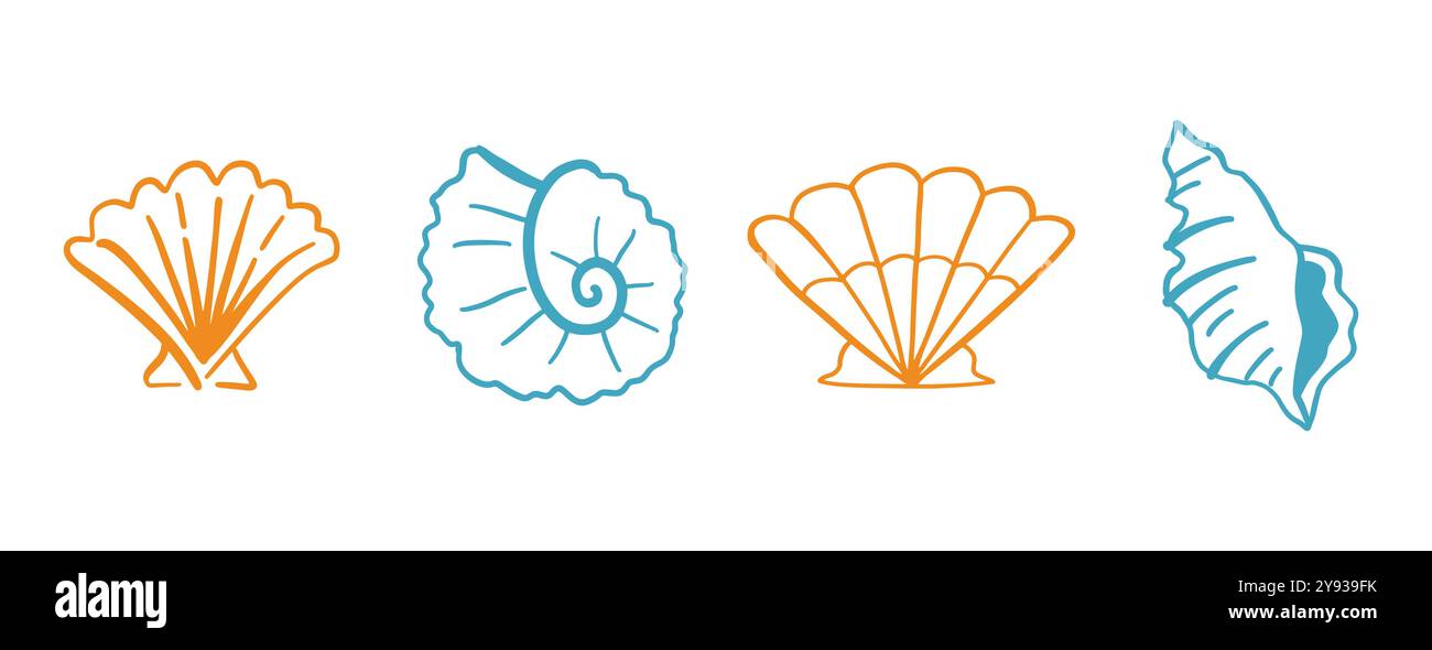 Sea Shell Collection Hand Drawn Doodle Seashells Stock Vector Image ...