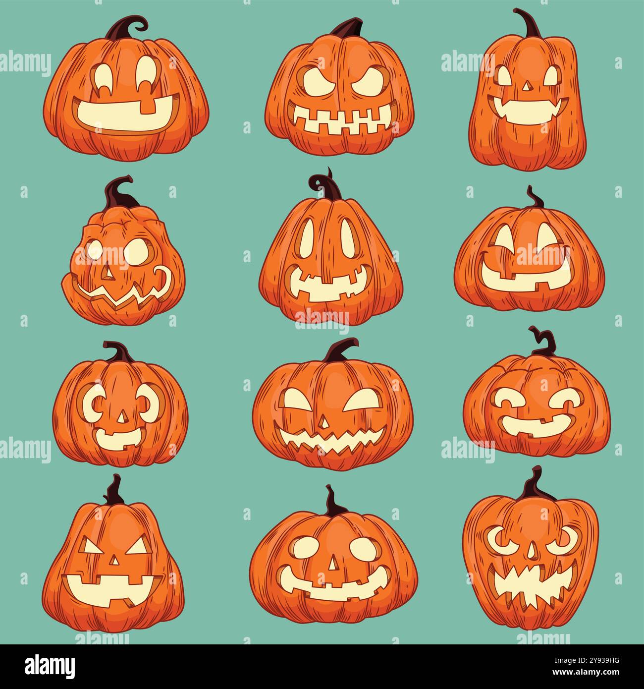 Vintage Halloween poster design with vector jack o lantern Stock Vector ...