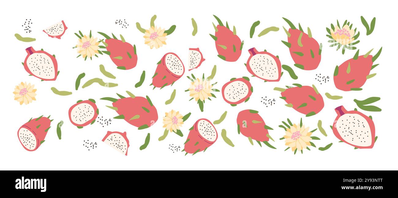 Hand drawn abstract fruit plant set. Whole fruit, slices, pieces and ...